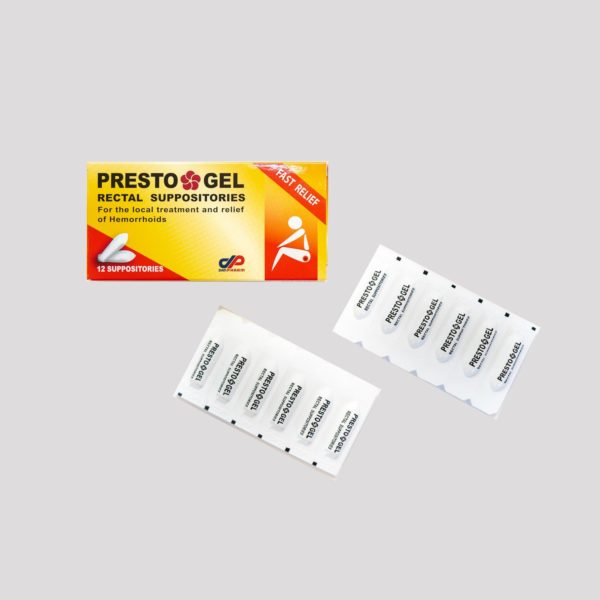 Presto Gel Hemorrhoid treatment suppositories treat anal fissure relief