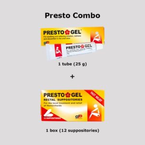 Combo *deal* Presto Gel Suppositories + Gel For Hemorrhoid Treatment